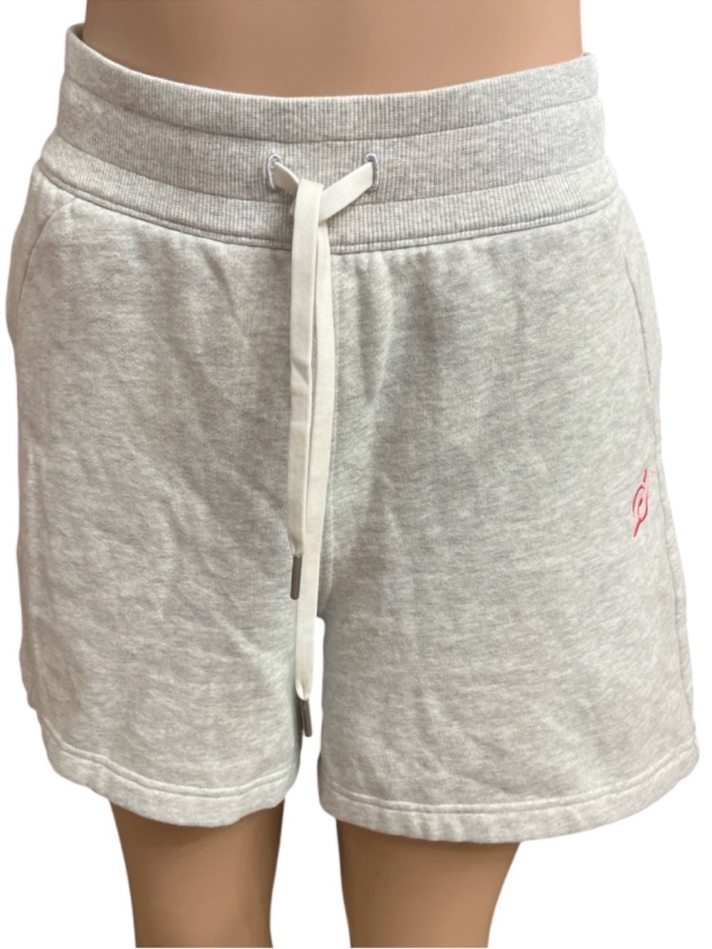 lululemonx peloton athletica Light Gray Drawstring Lounge Shorts with Pink Logo